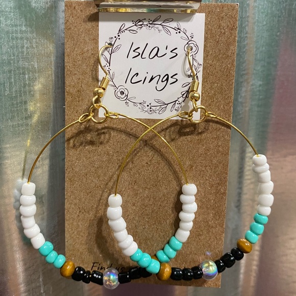 Beaded Hoop Earrings - large - Picture 1 of 1